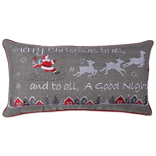 Pillow Perfect Indoor Merry Christmas to All Rectangular Throw Pillow, 13" x 25", Grey