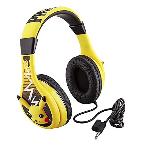 Pokemon Pikachu Wired Kids Headphones, Adjustable, Stereo Sound, 3.5Mm Jack, Tangle-Free, Volume Control, Children's Headband On Ear for School Home, Travel