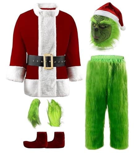 7-Piece Christmas Monster Costume Set Adult Cosplay Christmas Set (Mask2, X-Large)