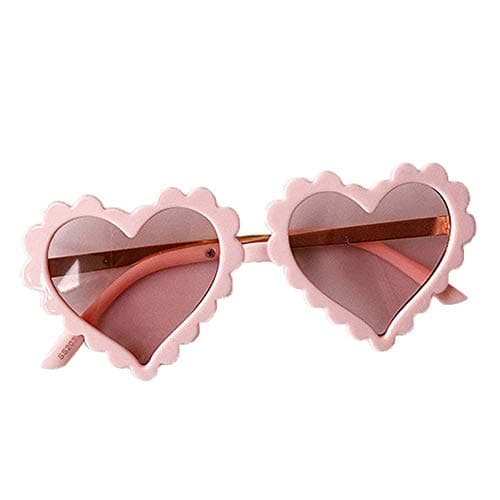 BULINGNA Kids Toddler Baby Girl Boy Heart Shaped Anti-UV Sunglasses, Eyewear Glasses for Party Photography Outdoor Beach 1-8T (Pink)