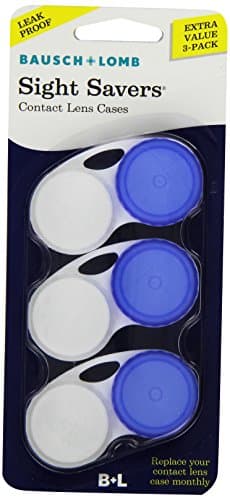 Sight Savers Contact Lens Case by Bausch & Lomb, Compact, Durable, Leak Proof, Pack of 3