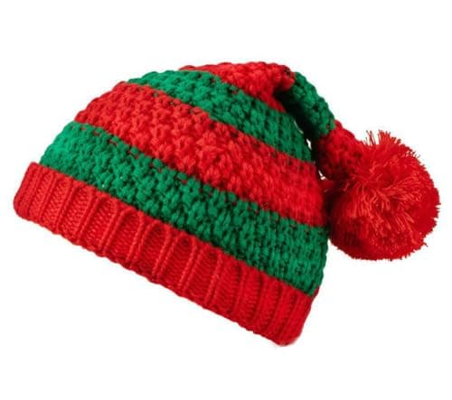 YTAONS Christmas Hat Knitted Elf Hat Xmas Stripe Hat Thicken Beanie for Adults Women Man (RG-Stripe)