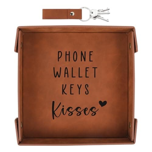 Valentines Gifts for Boyfriend, Husband, Romantic Valentines Day Gifts for Him, Mens Birthday Gifts Idea - Premium PU Leather Valet Tray - Best Mens Gifts for Birthday Anniversary Christmas