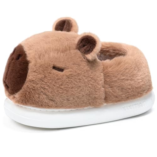 XUNBAI Capybara Slippers for Women Men,Cute Fluffy Animal Slippers,Warm Winter Wear Home Cozy Furry Soft Indoor Kawaii Shoes