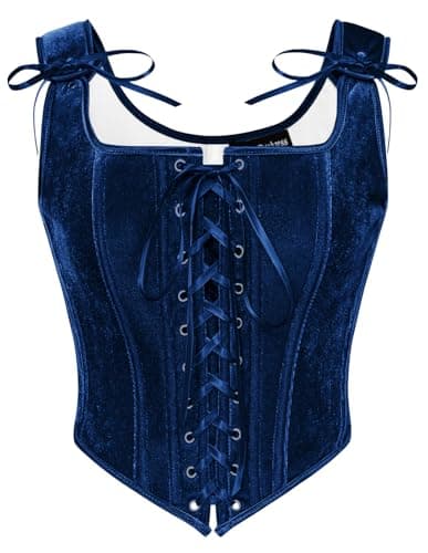 Scarlet Darkness Plus Size Renaissance Bustier Tops for Women Corset Tops Fishbone Velvet Corset Royal Blue Size 16