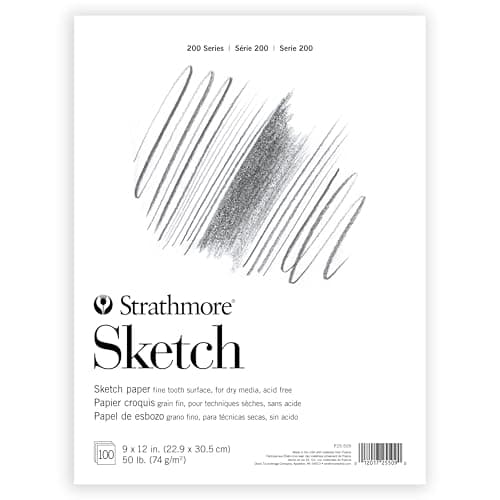 Strathmore 200 Series Sketch Pad, 9x12 inch, 100 Sheets, Tape Bound - Artist Sketchbook for Drawing, Illustration, Art Class Students