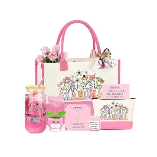 JSENGIFT Grandma Gifts, Mothers Day Birthday Gifts for Grandma, Valentines Day Christmas Ideas Present for Grandmother Basket Set of 7