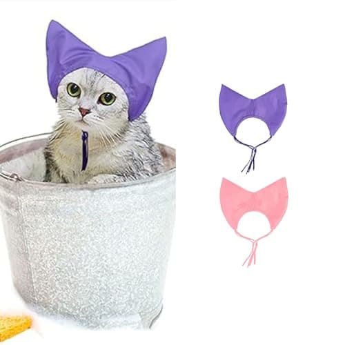 MANON ROSA Shower Caps for Sphynx Cats and Small Pets Rabbit Dogs - Bathing, Washing, and Rain Protection - Waterproof Ears Cover Guard to Prevent Moisture and Water (2 PCS)