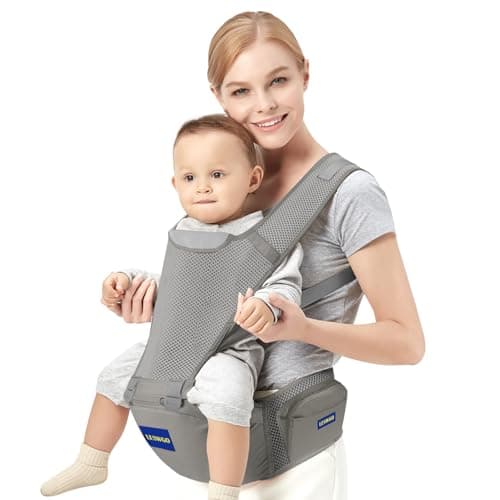 Baby Carrier with Hip Seat, 6-in-1 Baby Carrier Newborn to Toddler, Adjustable Detachable Infant Baby Hip Seat Carrier for 0-36Months (Grey)