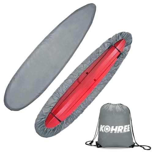 Kohree 420D Kayak Cover Waterproof, Kayak Covers for Outdoor Storage, Heavy Duty UV Protection Paddle Board Covers SUP Canoe Cover, 11.8-13.1ft