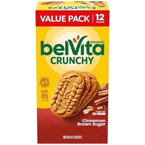 belVita Cinnamon Brown Sugar Breakfast Biscuits, Value Pack, 12 Packs (4 Biscuits Per Pack)