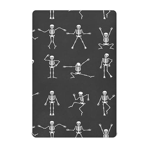 FUGIDOG Halloween Skeleton Baby Crib Sheets for Boys Girls Soft Breathable Baby Sheet Fitted Crib Sheet for Standard Playard and Toddler Mattress, 27 x 39 inch