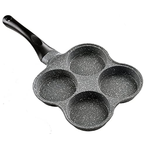 Buecmue Rustless Egg Frying Pan | 4-Cup Nonstick Easy Clean Egg Cooker Omelet Pan For Breakfast Swedish Pancake, Plett, Crepe Pan Gas Stove and Other Stoves Cookware