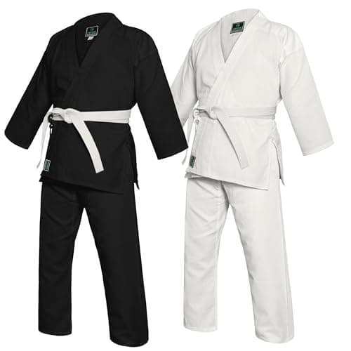 Agile Dragon Karate Uniform for Kids & Adults Lightweight Student Karate Gi Martial Arts Uniform black with Belt (White, 3)