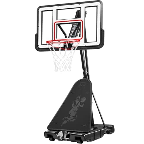 Best Choice Products 4.4-10ft Adjustable Regulation Basketball Hoop, Portable Goal w/Shatterproof Backboard, Ball Return, Base Gel - White