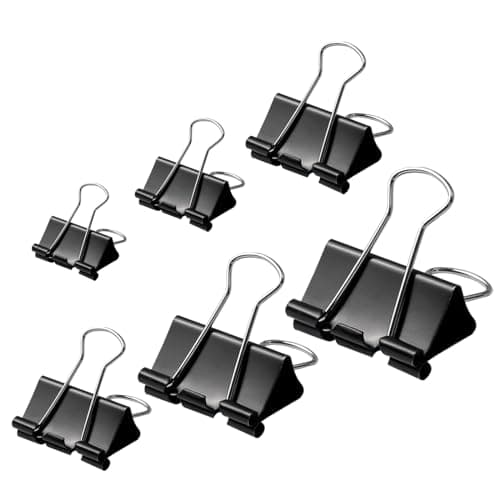 100 Pcs Binder Clips Assorted Sizes, Metal Clips for Office, Paper Clamps 6 Size, X Large, Large, Medium, Small, Mini and Micro