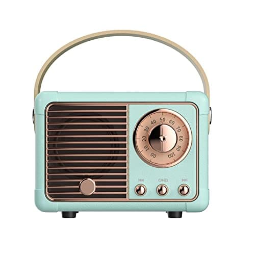 Dosmix Retro Bluetooth Speaker, Vintage Decor, Small Wireless Bluetooth Speaker, Cute Old Fashion Style for Kitchen Desk Bedroom Office Party Outdoor Kawaii for Android/iOS Devices (Blue)