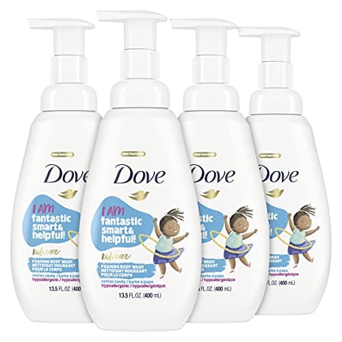 Dove Foaming Body Wash 4 Count For Kids Cotton Candy Hypoallergenic Skin Care, 13.5 Fl Oz