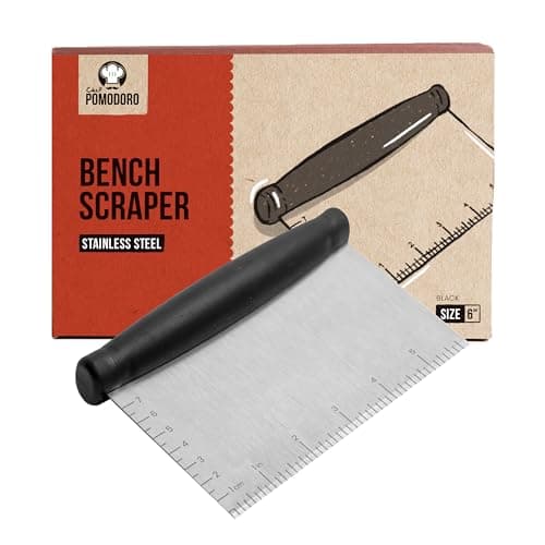 Chef Pomodoro Bench Scraper for Baking, Dough Scraper, 6-Inch Kitchen Scraper Tool, Pastry Scraper, Stainless Steel Chopper, Heavy Duty Bench Knife, Dough Cutter, Food Scraper Tool Kitchen