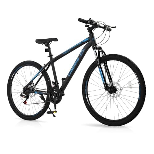 Ktaxon Mountain Bike 27.5 Inch Men & Women Mountain Bike 21-Speed Adult Bikes, Double Disc Brake, Suspension Fork, High Carbon Steel Frame (Blue)