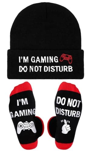 Labeol Gamer Gifts Beanie Hat Socks Funny Christmas Stocking Stuffers for Teen Boys Kids Men Him Dad Adults Game Lovers Multi