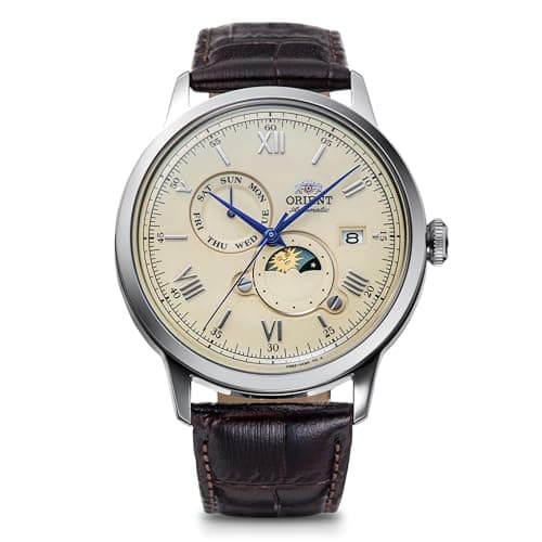 Orient Bambino Sun & Moon Automatic Watch Mechanical Automatic RN-AK0803Y Men's Ivory, Ivory, Classic