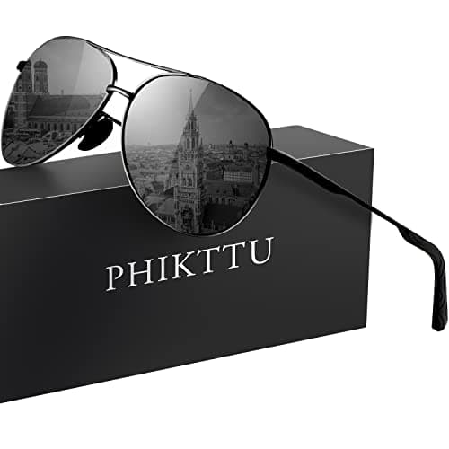 phikttu Sunglasses Men Polarized Aviator Sunglasses for Men Women Fishing Driving Sun glasses Metal Frame UV400 Protection