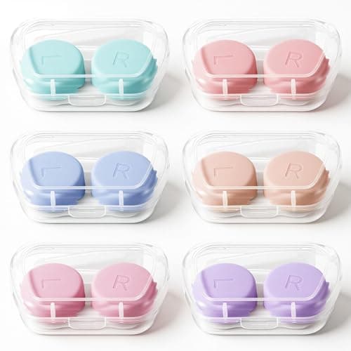 Josojoou 6Pcs Contact Lens Cases with Contact Lens Applicator Tool, Portable Travel Contacts Case for Travel Outdoor Home Office Storing Multiple Pairs of Lenses and Color Contacts