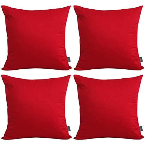 Thmyo 4-Pack 100% Cotton Comfortable Solid Decorative Throw Pillow Case Square Cushion Cover Pillowcase Sublimation Blank Valentine's Day DIY Throw Pillow Covers (18x18 inch/ 45x45cm,Red)