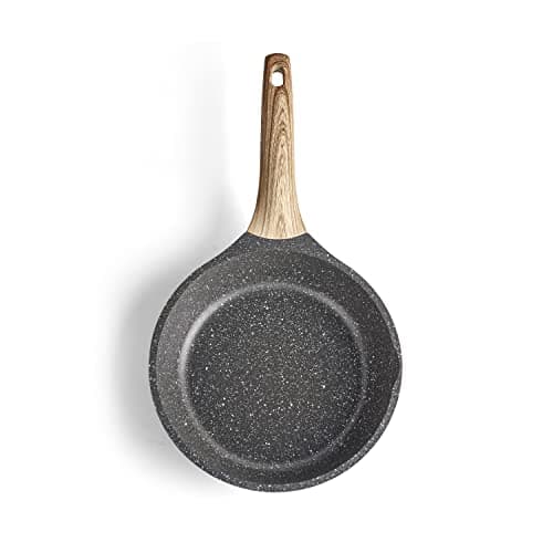 Caannasweis Nonstick Granite Frying Pan Skillet, Non Stick Omelette Fry Pans, Omelet Egg Pan, Stone Cookware Chef's Pan, Induction Compatible, PFOA Free (Gray, 8 Inch)