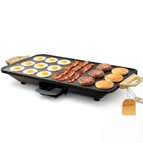 SENSCHEF CookSimple Everyday 20"x12" Electric Griddle–1700W Nonstick ILAG Granite Surface, Large Flat Design, Perfect for Family Meals, Pancakes&Eggs, Fast Even Heating, Easy to Clean, Granite Black
