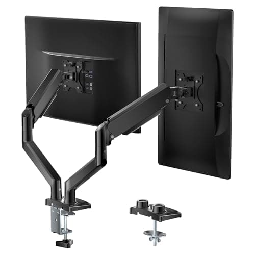 WALI Dual Monitor Stand for 17-32 inch Computer Screens, Dual Monitor Arms for 2 Monitors Holds up to 22 lbs, Height Adjustable Gas Spring Dual Monitors Mount, VESA 75x75/100x100mm (GSMP002N), Black