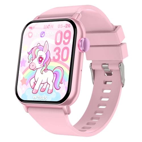 Smart Watch for Kids, 12 Puzzle Games HD Touch Screen Watches, Step Counter, Heart Rate and Sleep Monitor, Flashlight, Music Player,12/24 hr Educational Toys Birthday Gifts for Girls Ages 6-12 (Pink)