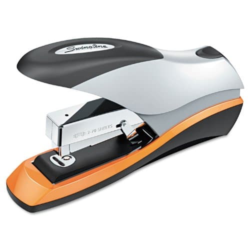 Swingline Stapler, 70 Sheet Capacity, Optima 70, Jam Free, Reduced Effort, Soft Grip, Metal, Silver/Black/Orange (87875)