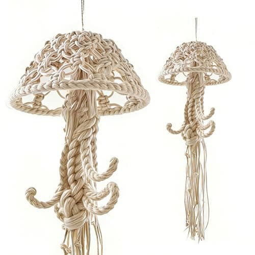 Macramé Wall Hanging, Rope-Woven Jellyfish Decor, Dream Catchers, Creative Wall Decor Accents (White)