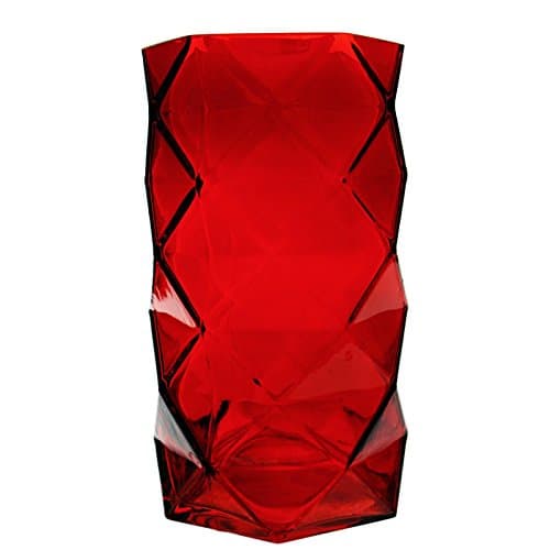 CYS EXCEL Glass Geometric Vase, Prism Vase, Honeycomb Vase (H-7.5", Open 3.75", 1PC) Red Glass Vase with a red Coating, Carnivorous Plants Container, Hexagon Design