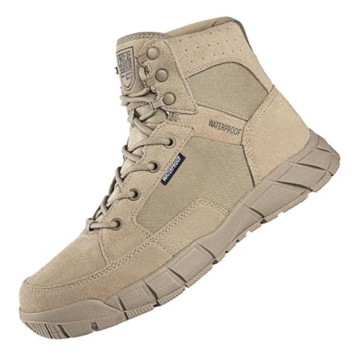 FREE SOLDIER Waterproof Hiking Work Boots Men's Tactical Boots 6 Inches Lightweight Military Boots Breathable Desert Boots(Sand 10 US)