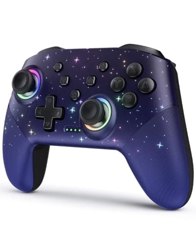 Best Wireless Controllers #7 from VOYEE VOYEE Switch Controller, LED Star Wireless Pro Controllers Compatible with Switch/Lite/OLED, Multi-Platform Windows PC with 9 Colors Colorful RGB Lights/Programmable/Vibration/Turbo/Wakeup