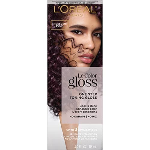 L’Oréal Paris Le Color Gloss One Step In-Shower Toning Hair Gloss, Neutralizes Brass, Conditions & Boosts Shine, Iridescent Plum Purple, 4 Ounce