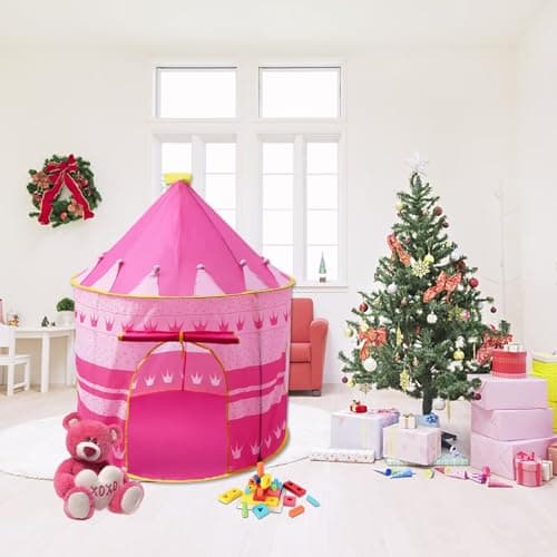 Amazcolor Princess Castle Tent, Castle Play Tent, Pop-Up Design Indoor Princess Tent with Portable Zipper Bag, Measures 53.15 x 41.34 inches When Unfolded