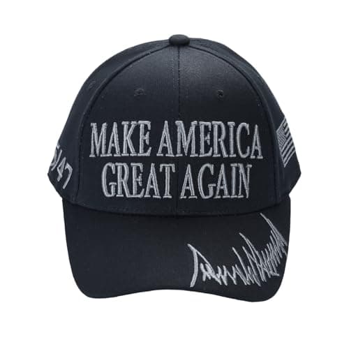 Black MAGA Trump Cap – Classic All-Black Hat with Silver/Gray Embroidery, Adjustable Dad Hat
