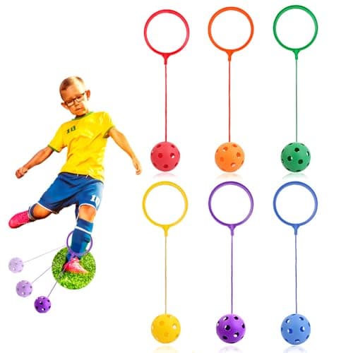 BUWUSMU 6 Pcs Skip Balls, 6 Colors, 5.91 Inch Diameter Ankle Toys Jump Ankle Ropes Skip and Jump Toys Sports Swing Balls for Girls Boys Gym Class Home Playground Exercising Body Fat Burning