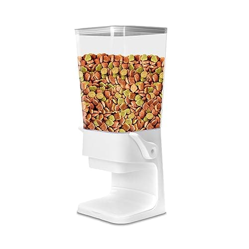 P-ZOONPE Dog Food Storage Container, 5-7 lb Pet Food Storage Containers, Downward-pressing Large Outlet Suitable for Dog, Cat, Bird Dispenser, White