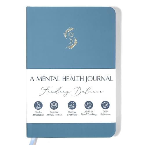 LIFTINSPIRE CO. FINDING BALANCE Mental Health Journal – 6-Month Daily Journal with Prompts for Mindfulness, Self-Care & Healing – Anxiety & Depression Relief – Blue Hardcover