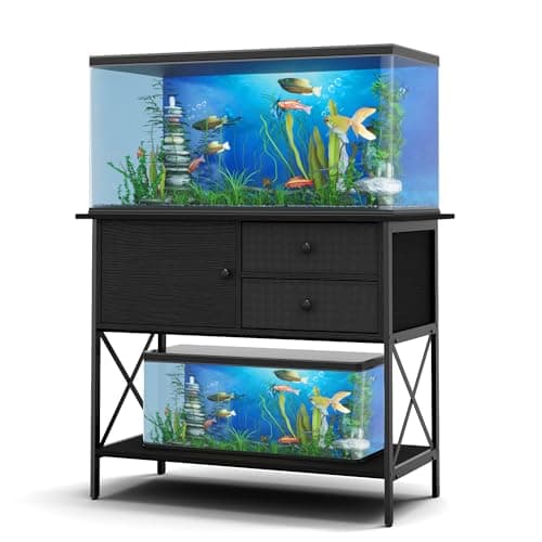 FILKO Fish Tank Stand 40 Gallon: Sturdy Aquarium Stand with Accessories Storage - Metal Tank Stands Table for 40-50 Gallon Reptile Breeder Turtle Terrarium - 36.6"x18.8" Weight Capacity 660 lbs