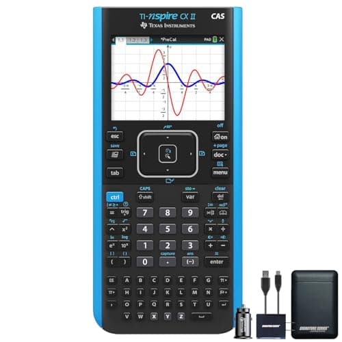 Texas Instruments TI-Nspire CX II CAS Graphing Calculator | Color Screen, 8 Built-in Apps, Python Programming, Included Software, for Math, Science and Finance | Signature Series Power Bundle