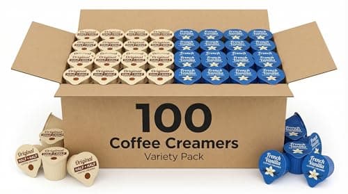 Coffee Creamers Variety Pack – 100 Single Serve Cups – Original Half & Half & French Vanilla – Non Refrigerated Coffee Creamer Singles for Home, Office, Breakroom & Travel