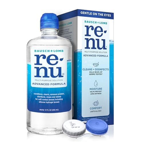 Renu Contact Lens Solution, Advanced Formula, Multi-Purpose Solution with Lens Case, Gently Cleans, Disinfects, Moisturizes & Hydrates Soft Lenses for All-Day Comfort, 12 Fl Oz
