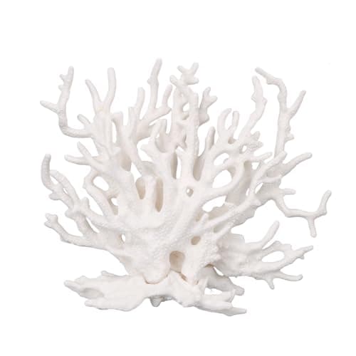 Tinoaly Fish Tank Decorations, White Resin Coral Reef Decor Creative Realistic Aquarium Coral Ornaments for Fish Tank Aquarium Landscape Decor Ornament Accessories