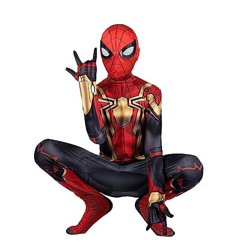 Marvel Integrated Spider-Man Official Youth Deluxe Zentai Costume - Stretch Spandex with Hidden Zippers and Wrist Slits (XS) Multi